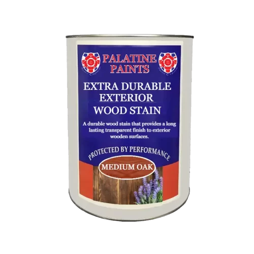 a tin of Exterior Wood Stain